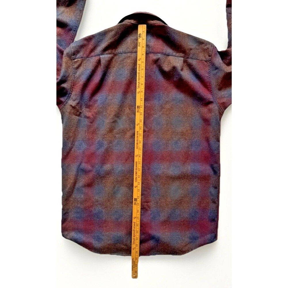 Pendleton Lodge Shirt Men’s Large Lng Virgin Wool Plaid Blue Gray Burgundy Camel - Picture 8 of 8